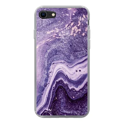 Produktbild von MuchoWow® Handyhülle Schutzhülle Hülle für iPhone SE 2020 Naturstein - Glitzer - Luxus Silikon Softcase Handy Hülle - Kartenbesitzer