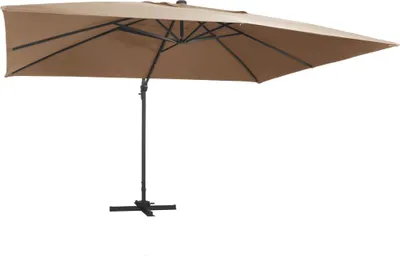 Zdjęcie produktu dla Parasol wiszący z LED i aluminiowym słupkiem, 400x300 cm, taupe