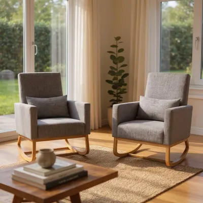 Produktbild von 2 in 1 Schaukelstuhl Sessel Relaxsessel Fernsehsessel Lesesessel Polstersessel Relaxstuhl Schaukelstuhl Wohnzimmer Loungesessel