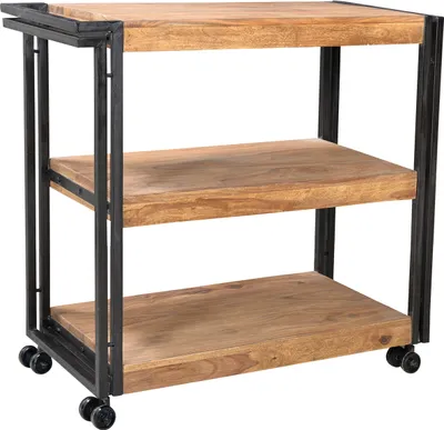 Produktbild von SIT Möbel Küchenwagen | auf Rollen | 3 Böden Akazie natur | Altmetall antikschwarz | B 80 x T 35 x H 80 cm | 09287-01 | Serie PANAMA