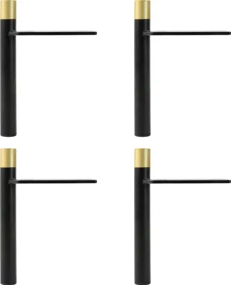 Produktbild von Natural Goods Berlin Möbelbeine OUTSTANDING, Möbelfüße für Betten, Sofas und Schränke, Schwarz, Gold, 16 cm, 4 Stück