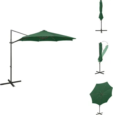 Produktbild von vidaXL Ampelschirm mit Mast und LED Grün 300 cm -  Sonnenschirme & Sonnenschutze