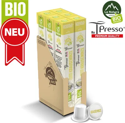 Produktbild von Krauseminze Tee - 60 Teekapseln | La Natura Lifestyle by Tpresso Organic 120g| biobasiert | Nespresso®*³ kompatible