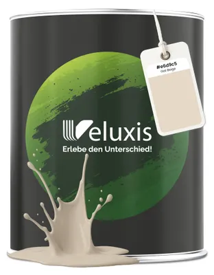 Produktbild von Wandfarbe Beige Creme Grau Matt Innenfarbe – Deckkraft Klasse 1, VOC-frei, Ohne Grundierung, Tropfarm – Wohnzimmer & Schlafzimmer – 2,5L – Veluxis (Oat Beige)