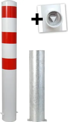 Produktbild von Schake Stahlrohrpoller herausnehmbar aus Stahlrohr verzinkt Ø152x3,2mm mit Dreikantverschluss 1500mm Gesamtlänge