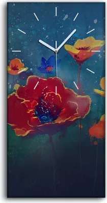 Produktbild von Wohnzimmer-Bild Leinwand Uhr Geräuschlos Kunstdruck 30x60 farbenfrohes Blumen - weiße Hände