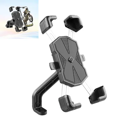 Produktbild von Handy-Halterungen, Fahrrad Handyhalterung, Motorrad Handy Halter, 360° drehbar, Antivibration, Kompatibel mit allen Arten von Handys von 4,7 bis 7,2”