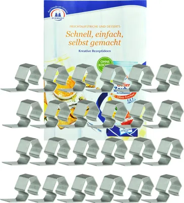 Produktbild von 24 Weck Klammern incl. Gelierzauber Rezeptheft von Diamantzucker