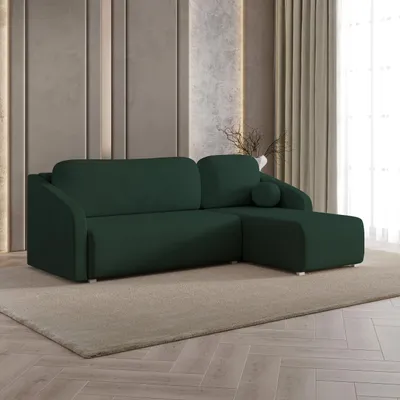 Produktbild von Masseno Ecksofa MARELLO mit Schlaffunktion L-Form, Sofa mit Bettkasten, Wohnzimmersofa, Couch, Soffa, Bettsofa, Couchgarnitur- Grün, NEVE 37