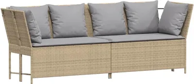 Image de vidaXL Canapé de jardin avec coussins Beige Poly Rattan