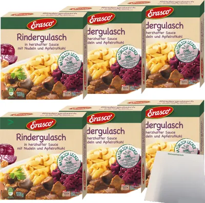 Produktbild von Erasco Menü Rindergulasch 6er Pack (6x480g Packung) + usy Block