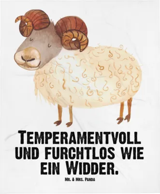 Produktbild von Mr. & Mrs. Panda Plaid Sternzeichen Widder - Weiß - Geschenk, Bock, Schlummerdecke, Erstlingsdecke, Babydecke, Kinderwagendecke, Fleecedecke, Schafbock, Geburtstag April