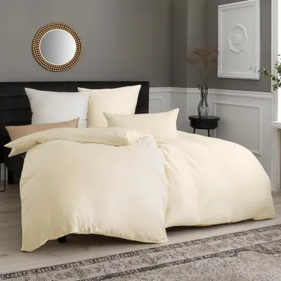 Produktbild von Bettwäsche-Set Mikrofaser Creme 135x200 cm 4-teilig mit Reißverschluss, 2 Bettbezüge 135x200 cm, 2 Kissenbezüge 80x80 cm