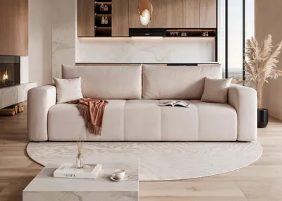 Produktbild von Sofa 3-Sitzer mit Schlaffunktion LEROS in Stoff Manila Beige