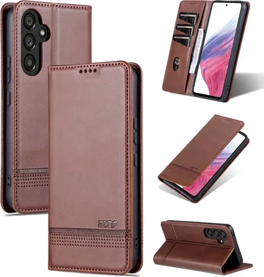 Produktbild von Leder Hülle für Samsung Galaxy A54 5G, Klapphüllen Brieftasche Magnetverschluss Ständer Schutzhülle Kaffee