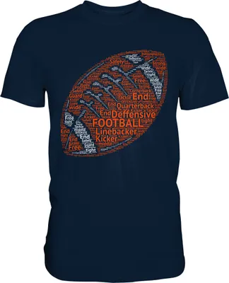 Produktbild von American Football Wortwolke Linemen Verteidigung T-Shirt – Navy / XXL