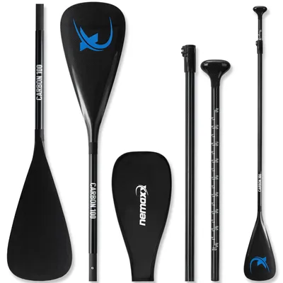 Immagine prodotto di NEMAXX® NCP100 pagaia SUP carbonio 3 pezzi regolabile 173–217 cm 620 g scala impugnatura ergonomica T incl. borsa kayak canoa gommone touring