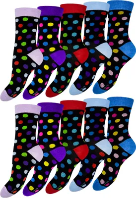 Produktbild von OCERA 10 Paar Damen Socken mit buntem Pünktchen-Muster - Gr. 35-38