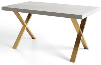 Image de Table de Salle à Manger 160x260 cm, Table Extensible avec des Pieds Métalliques Robustes, Collection Loft X, Blanc