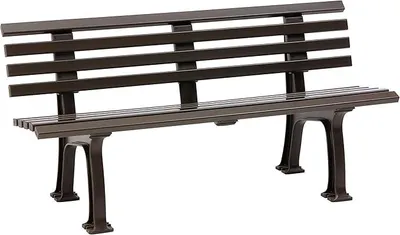 Zdjęcie produktu dla Ławka ogrodowa z tworzywa sztucznego, 3-osobowa, 150 cm, kolor brązowy