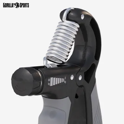 A close-up shot of a hand grip strengthener.