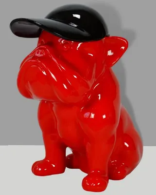 Produktbild von Casa Padrino Luxus XXL Deko Skulptur Hund Bulldogge Rot / Schwarz H. 100 cm - Große Deko Figur - XXL Wohnzimmer Deko - XXL Garten Deko