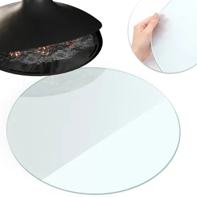 Produktbild von Runde Glasbodenplatte für Kaminofen Ø 100 cm – Milchglas-Optik – Dunkelgraphit – Funkenschutzplatte – Hitzeschutzplatte – ESG Sicherheitsglas – Kaminplatte Glas – Bodenschutz aus Glas