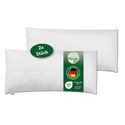 Produktbild von Premium Steppkissen 2er Set 40x80 cm | DREAMSTAR Mikrofaser Kopfkissen | für Allergiker geeignet, weich & pflegeleicht