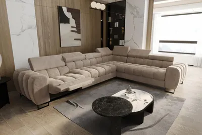 Produktbild von Ecksofa Aspen Max Relax 330×260 cm mit Schlaffunktion & Relax, verstellbare Kopfstützen - Beige, Terra 13 - Rechts