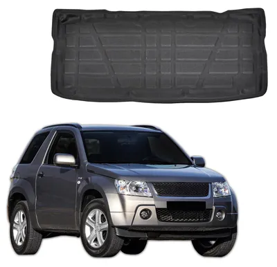 Image de Tapis De Coffre Sur Mesure Pour Suzuki Grand Vitara 2005-2015 3 Portes, Noir, Antidérapant, Bord Haut, Toutes Saisons
