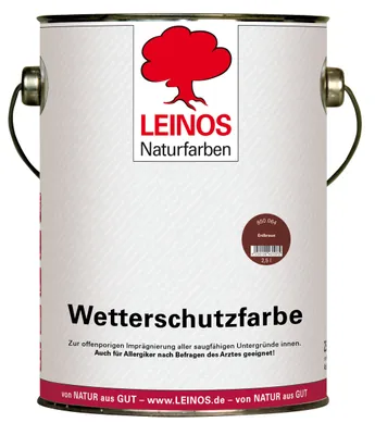 Produktbild von LEINOS Wetterschutzfarbe Erdbraun 2,5 l für Holz außen, deckend, elastisch