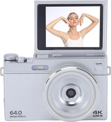 Produktbild von 4K-Digitalkamera für Fotografie 64 MP HD 16-facher Digitalzoom Autofokus Retro-Spiegellose Kamera mit 2,88-Zoll-Klappbildschirm für Reisen Silber