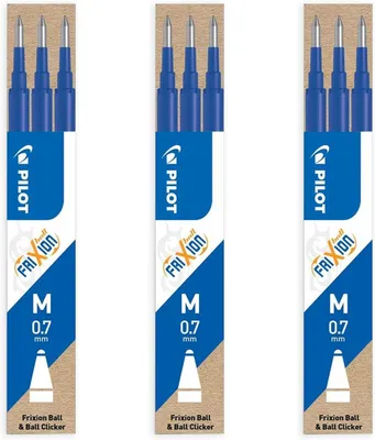 Produktbild von Pilot Frixion Ball Tintenroller Ersatzminen, 0,7 mm, blau (9 Stück)