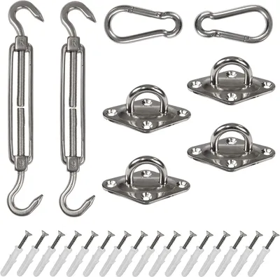 Produktbild von Edelstahl Sonnensegel Befestigungsset 40 Teile V2A SS304 Montage Set Kit