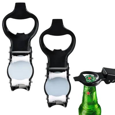 Produktbild von Set mit 2 Flaschenöffnern, multifunktionaler Flaschenöffner aus Edelstahl (schwarz)