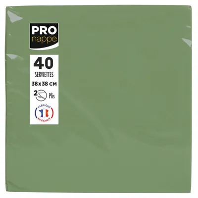 Image de PROnappe SV623857I PROnappe serviettes vert olive 2 plis 19,0 x 19,0 cm 40 pcs.