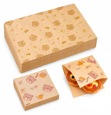 Produktbild von Backpapier-Zuschnitte in Zeitungsoptik - Ölbeständig - Für Burger Pommes und Lebensmittel - 50 Blatt in 30x20 cm und 15x15 cm
