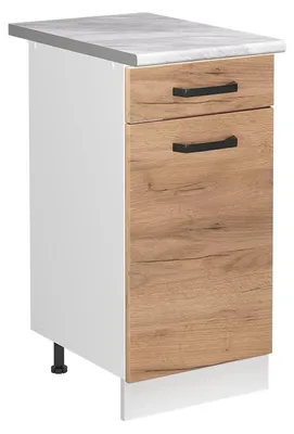 Obrázek produktu pro Skříňka pod dřez Vicco R-Line Zlatý mocný dub/Bílá 40 cm pracovní deska Mramor, Model 72883