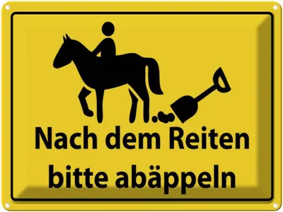 Produktbild von vianmo Blechschild 30x40 cm Nach Reiten bitte abäppel Warnschild Hinweisschild Sicherheit Vorsicht