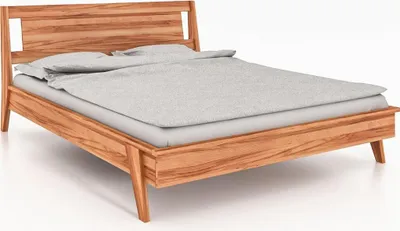Produktbild von Bett Jetro 2 Sonderlänge 140x190 Kernbuche massiv Holzkopfteil und Holzbeine