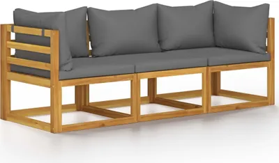 Zdjęcie produktu dla vidaXL 3-osobowa sofa ogrodowa z poduszką z litego drewna akacjowego
