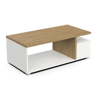 Obrázok produktu pre Obdĺžnikový konferenčný stolík ACCESS - 3 výklenky - dub hamilton a biela farba - 91,8 x 50 x 36 cm