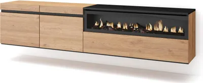 Produktbild von TV-Schrank, Lowboard, 200x35x45cm, Für TV-Geräte bis zu 80", Elektrokamin, Hängend, Eiche farbe