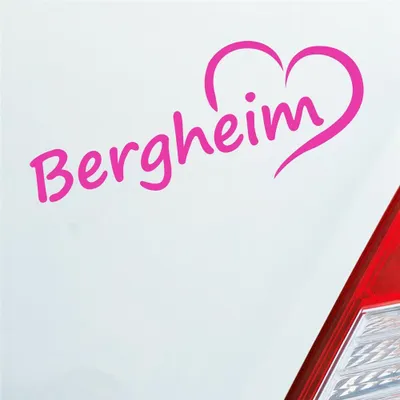 Produktbild von Auto Aufkleber Bergheim Herz Stadt City Liebe Love Heimat Heart 20x8 cm Pink Sticker Heckscheibenaufkleber