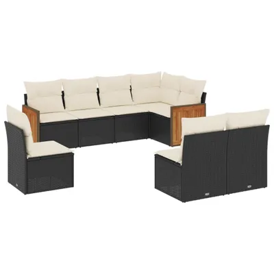 Produktbild von 8-tlg. Garten-Sofagarnitur mit Kissen Schwarz Poly Rattan