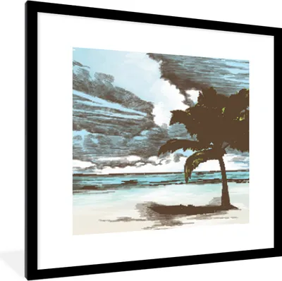 Produktbild von MuchoWow® MuchoWow® Gerahmtes Poster Strand - Palme - Meer 40x40 cm - Poster mit zchwarzem Bilderrahmen - Poster - Plakat im Rahmen