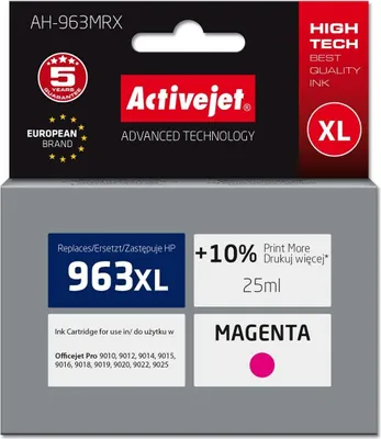 Produktbild von Activejet AH-963MRX Tintenpatrone (Ersatz für HP 963XL 3JA28AE; Prämie; 1760 Seiten; 25 ml  magenta)