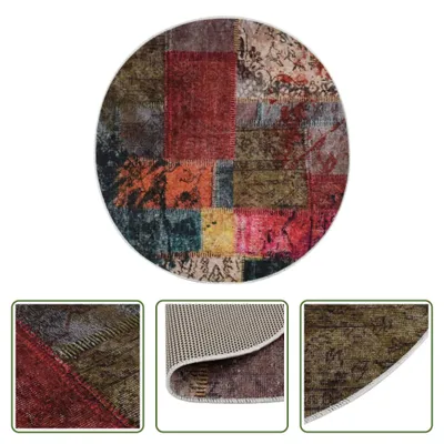 Produktbild von The Living Store Teppich Waschbar Patchwork Mehrfarbig φ120 cm Rutschfest