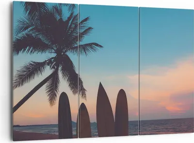 Produktbild von Bild auf Leinwand - Leinwandbild - Strand Meer Palme - 165x110cm - Wand Bild - Wanddeko - Leinwanddruck - Bilder - Kunstdruck - Wanddekoration - Leinwand bilder - Wandkunst - CE165x110-4080