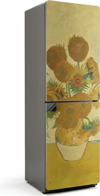 Zdjęcie produktu dla Słoneczniki Van Gogha - magnetyczna osłona na lodówkę - magnetyczna osłona na lodówkę - magnes na lodówkę - samoprzylepna tablica magnetyczna - folia magnetyczna na drzwi lodówki - 60x190 cm